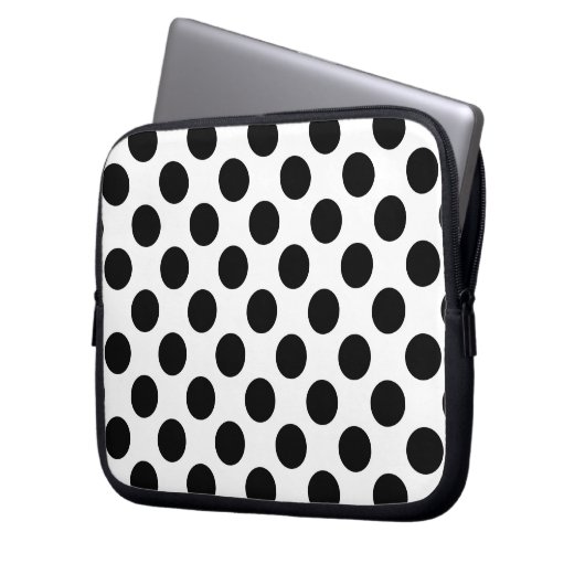 Polka Dots, Polka Dot Pattern, Schwarz und Weiß Laptopschutzhülle (Vorderseite Links)