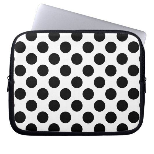 Polka Dots, Polka Dot Pattern, Schwarz und Weiß Laptopschutzhülle (Vorderseite)