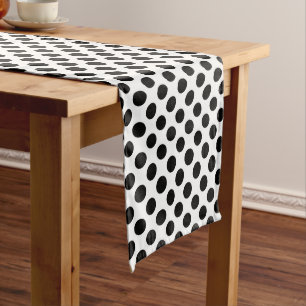 Polka Dots, Polka Dot Pattern, Schwarz und Weiß Mittelgroßer Tischläufer