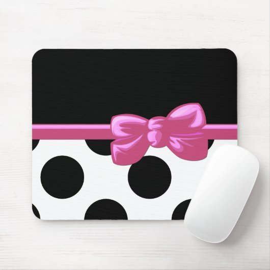 Polka Dots, Polka Dot Pattern, Schwarz und Weiß Mousepad (Mit Mouse)