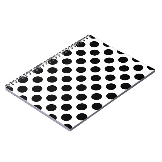 Polka Dots, Polka Dot Pattern, Schwarz und Weiß Notizblock (Linke Seite)