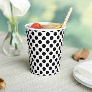 Polka Dots, Polka Dot Pattern, Schwarz und Weiß Pappbecher