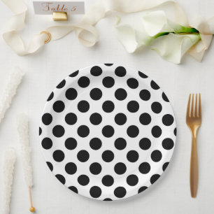 Polka Dots, Polka Dot Pattern, Schwarz und Weiß Pappteller