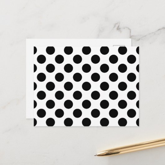 Polka Dots, Polka Dot Pattern, Schwarz und Weiß Postkarte (Vorderseite/Rückseite Beispiel)