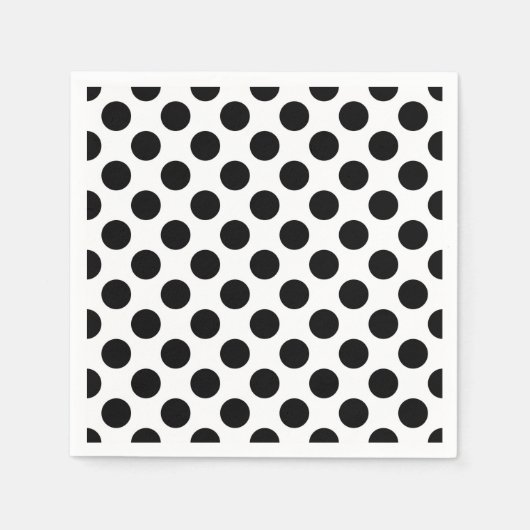 Polka Dots, Polka Dot Pattern, Schwarz und Weiß Serviette (Vorderseite)