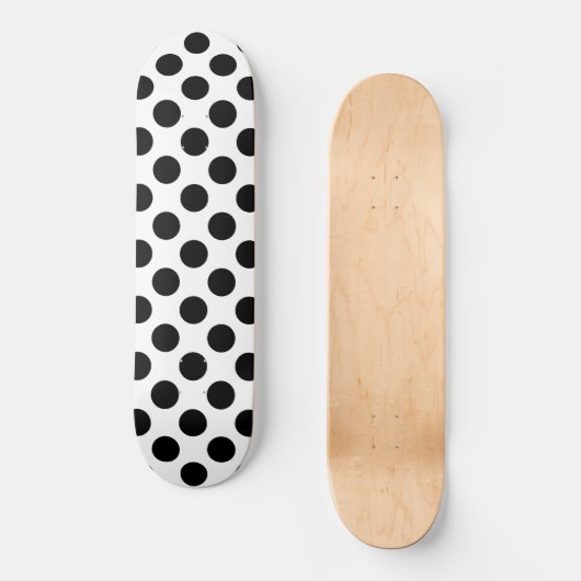 Polka Dots, Polka Dot Pattern, Schwarz und Weiß Skateboard (Vorderseite)