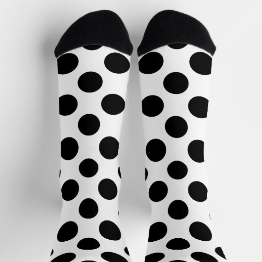 Polka Dots, Polka Dot Pattern, Schwarz und Weiß Socken (Oben)