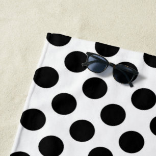 Polka Dots, Polka Dot Pattern, Schwarz und Weiß Strandtuch