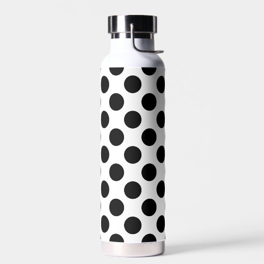 Polka Dots, Polka Dot Pattern, Schwarz und Weiß Trinkflasche (Links)