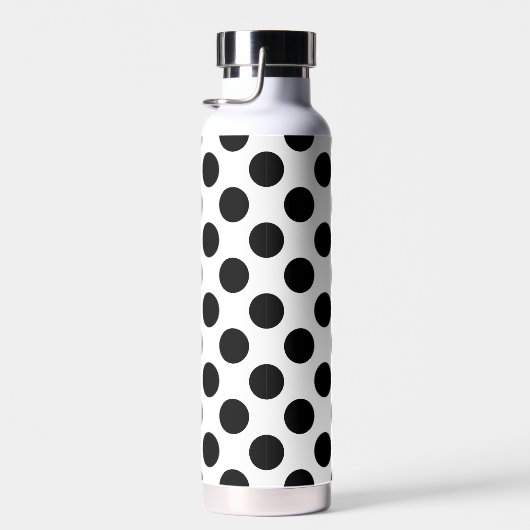 Polka Dots, Polka Dot Pattern, Schwarz und Weiß Trinkflasche (Rechts)
