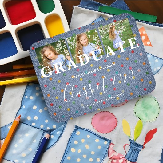 Polka Dots Pre-K Graduate 3 Fotos Textile Textur Magnet