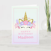 Polka Dots Rainbow Unicorn Happy Birthday Karte (Vorderseite)