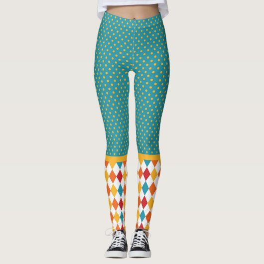 Polka Dots & Raute Leggings (Vorderseite)