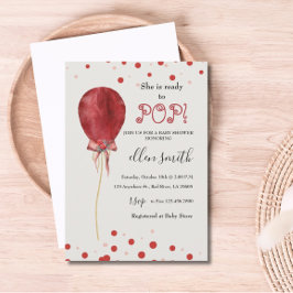 Polka Dots Red Balloon Bereit zum Pop Einladung