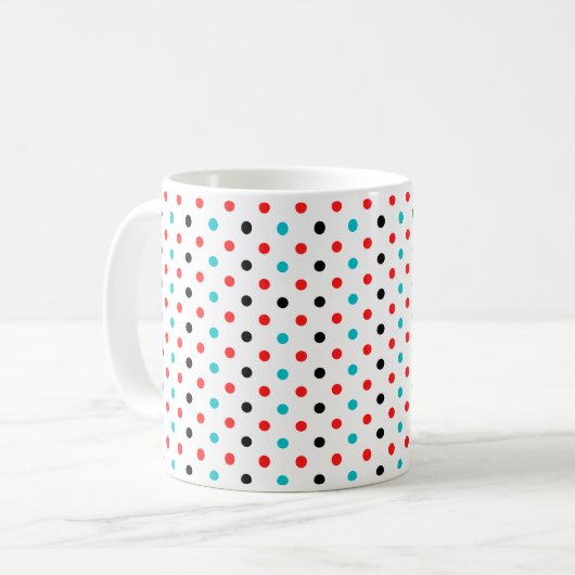 Polka Dots Red Blue Black Polka Dots Pattern Kaffeetasse (Vorderseite Links)