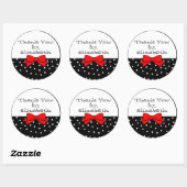 Polka Dots Red Bow Vielen Dank Runder Aufkleber (Blatt)