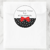 Polka Dots Red Bow Vielen Dank Runder Aufkleber (Tasche)