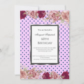 Polka Dots Red Pink Roses Geburtstag Einladung (Vorderseite)