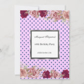 Polka Dots Red Pink Roses Geburtstag Einladung (Rückseite)