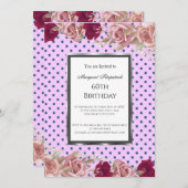 Polka Dots Red Pink Roses Geburtstag Einladung (Vorne/Hinten)