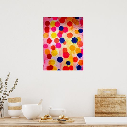 Polka dots Regenbogenwasserklon Poster (Küche)
