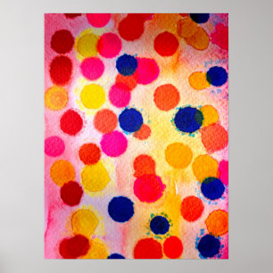 Polka dots Regenbogenwasserklon Poster