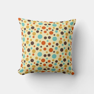 Polka Dots Retro Farben Blau Gelb Rot Kissen