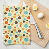 Polka Dots Retro Farben Blau Gelb Rot Küchentuch (Viertel Falte)