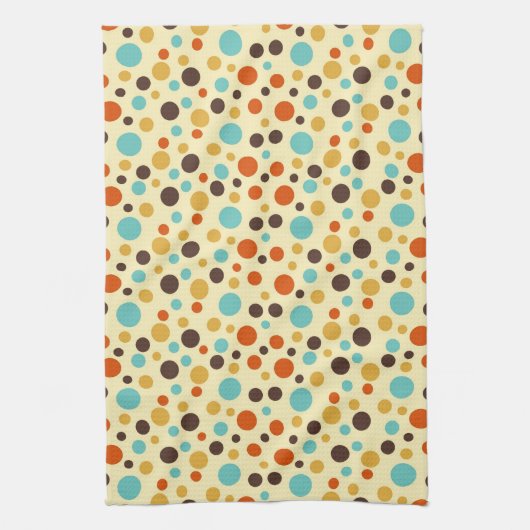 Polka Dots Retro Farben Blau Gelb Rot Küchentuch (Vertikal)