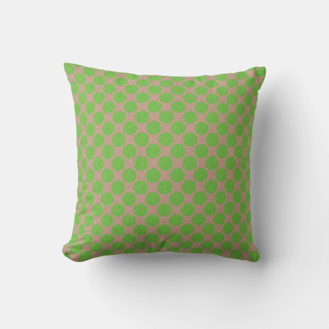 Polka Dots Reversible Green auf einer Farbe 2 in 1 Kissen (Vorderseite)