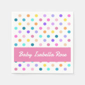 Polka Dots rosa Band farbig Serviette (Vorderseite)