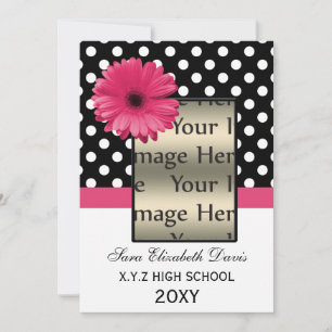 Polka dots rosa daisy Abschluss Foto Invites Einladung