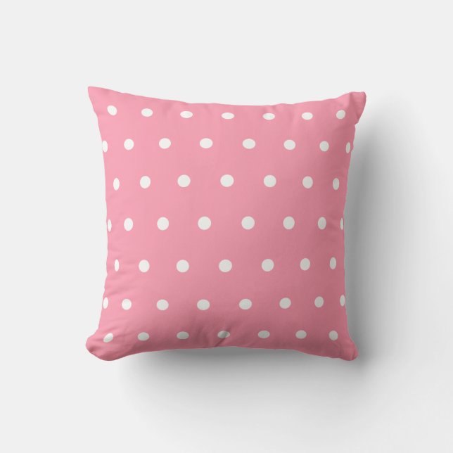 Polka Dots Rosa und Weiß Kissen (Vorderseite)