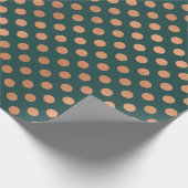 Polka Dots Rose Gold Blush Aquamarine grüne Geomet Geschenkpapier (Ecke)