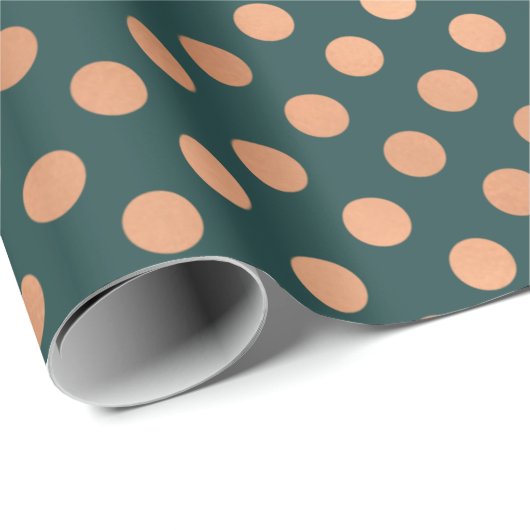 Polka Dots Rose Gold Blush Aquamarine grüne Geomet Geschenkpapier (Rolleneckpunkt)