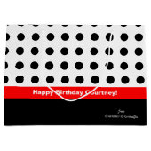 Polka Dots Rot und Schwarz Große Geschenktüte (Vorderseite)