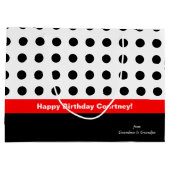 Polka Dots Rot und Schwarz Große Geschenktüte (Rückseite)