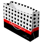 Polka Dots Rot und Schwarz Große Geschenktüte (Rückseite Schrägansicht)