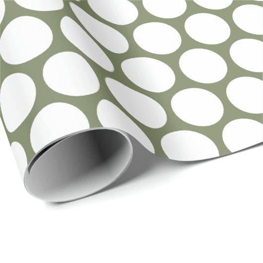 Polka Dots Sage Green und Weiß Geschenkpapier (Rolleneckpunkt)