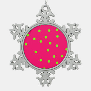 Polka dots schneeflocken Zinn-Ornament