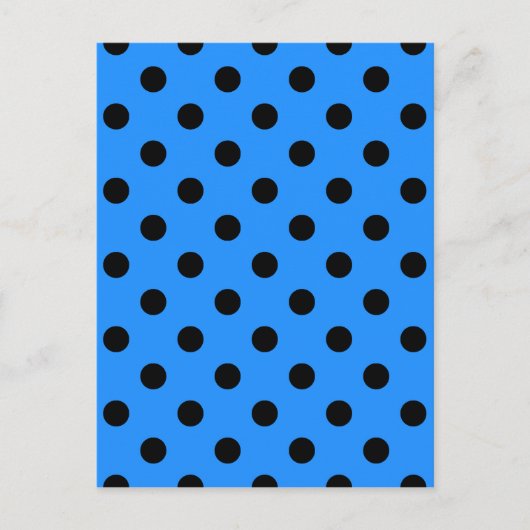 Polka Dots - Schwarz auf Dodger Blue Postkarte (Vorderseite)