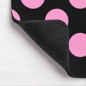 Polka-Dots schwarz und rosa Mousepad (Ecke)