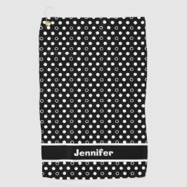 Polka Dots Schwarz und Weiß Golfhandtuch