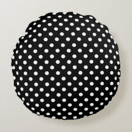 Polka Dots Schwarz und Weiß Rundes Kissen