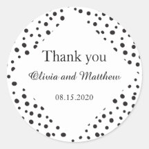 Polka dots. Schwarz-Weiß Hochzeit Danke