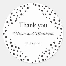 Polka dots. Schwarz-Weiß Hochzeit Danke Runder Aufkleber