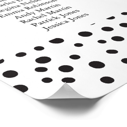 Polka dots. Schwarz-Weiß-Sitzkarten Poster (Ecke)