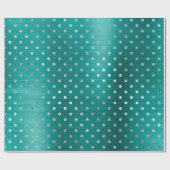 Polka Dots Silver Aqua Aquamarin Tropical Metallic Geschenkpapier (Flach)