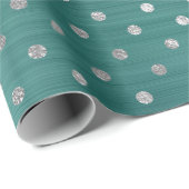 Polka Dots Silver Aqua Aquamarin Tropical Metallic Geschenkpapier (Rolleneckpunkt)