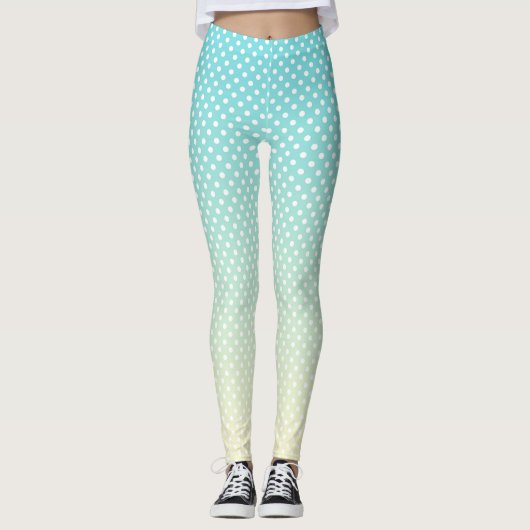 Polka Dots Sky Blue Gradient Leggings (Vorderseite)